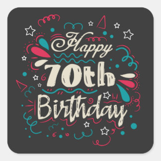 Decorative 70th Birthday Square Sticker