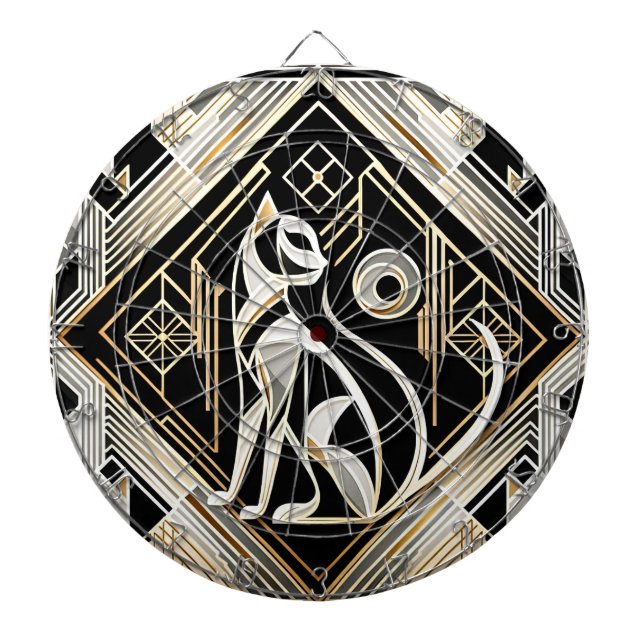 Decorative Abstract Black Cat Dartboard (Front)