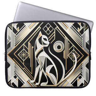 Decorative Abstract Black Cat Laptop Sleeve