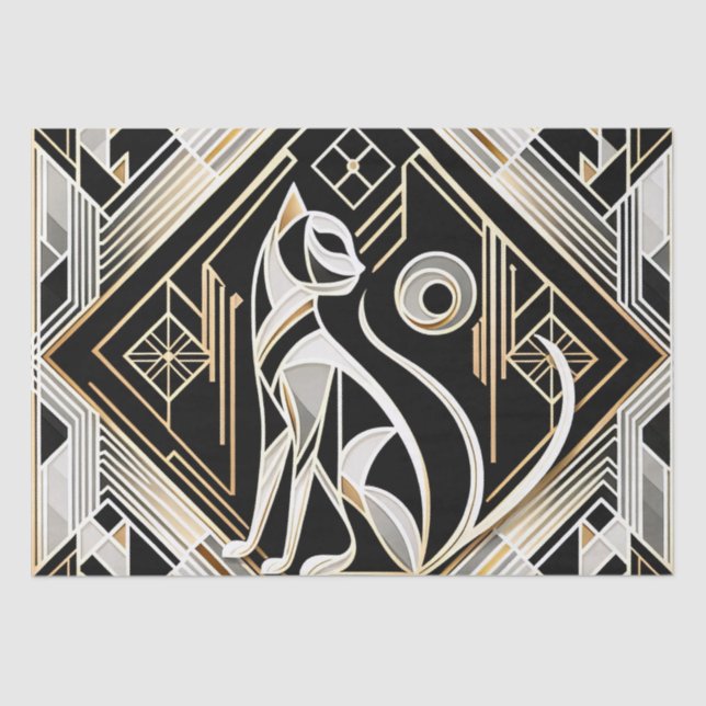 Decorative Abstract Black Cat Tissue Paper (Front)