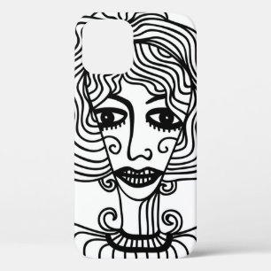 Decorative abstract girl. Vintage illustrationadol iPhone 12 Case