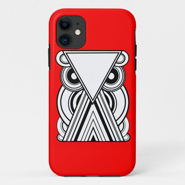 Decorative Abstract Owl (Black, White & Red) Case-Mate iPhone Case (Back)