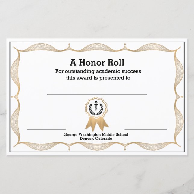 Decorative Academic Award Certificate (Front)