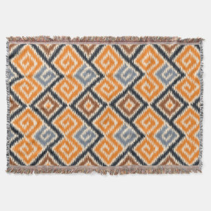 Decorative African batik tribal pattern Orange  Throw Blanket