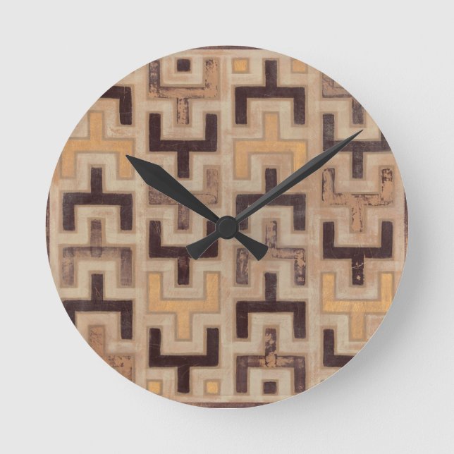 Decorative African Mudcloth Pattern Round Clock (Front)