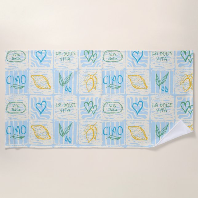 Decorative Amalfi style seamless pattern Beach Towel (Front)
