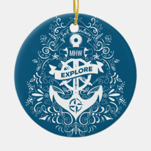 Decorative Anchor custom monogram ornament