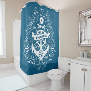 Decorative Anchor custom monogram shower curtain
