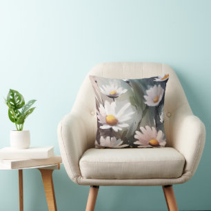 Decorative and Stylish Watercolor Daisy Square Cushion