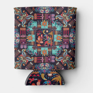 Decorative animals: colourful ethnic design. can cooler