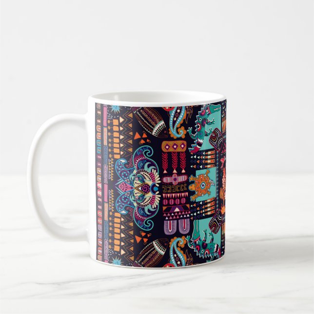 Decorative animals: colourful ethnic design. coffee mug (Left)