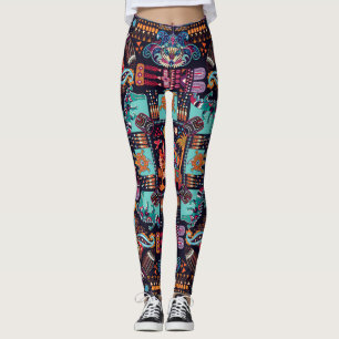 Decorative animals: colourful ethnic design. leggings