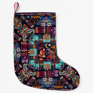Decorative animals: colourful ethnic design. small christmas stocking