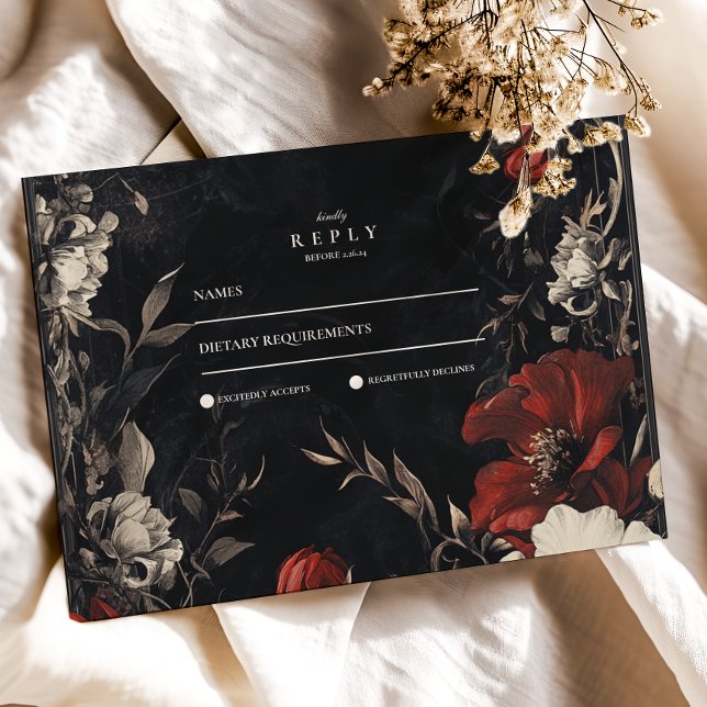 Decorative Art Nouveau Floral Wedding RSVP Card (Creator Uploaded)