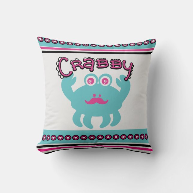 Decorative Artistic Crabby Throw Pillow (Front)