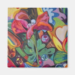 decorative artistic magnet  with red poppy