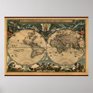 Decorative Arty Old World Map Poster