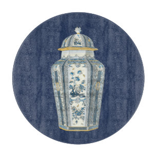 Decorative Asian Urn in Blue & White Cutting Board
