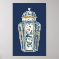 Decorative Asian Urn in Blue & White