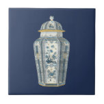 Decorative Asian Urn in Blue & White Tile<br><div class="desc">A beautiful print of a decorative Asian urn,  painted in hues of blue and white. Intricate floral designs cover the urn,  giving it a peaceful feeling. Purchase your copy today!</div>