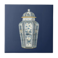 Decorative Asian Urn in Blue & White
