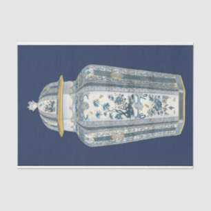 Decorative Asian Urn in Blue & White Tissue Paper