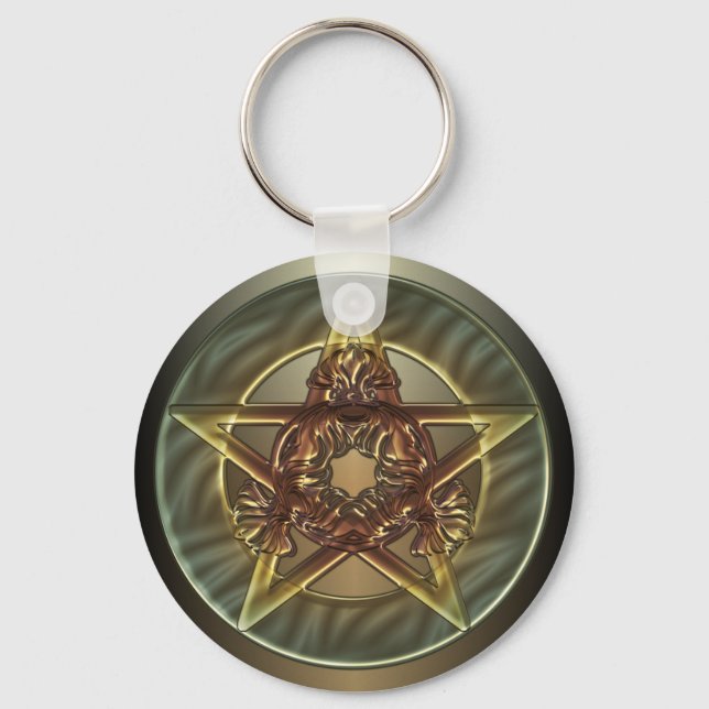Decorative Autumn Shades Pentacle Keychain (Front)