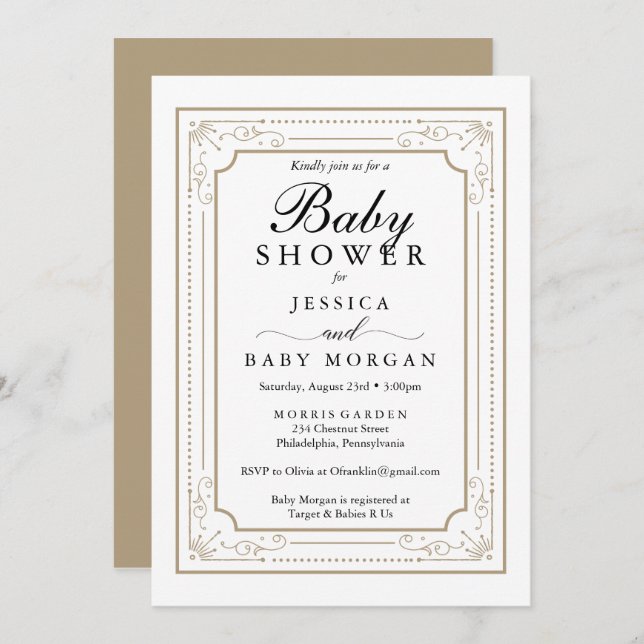 Decorative Baby Shower Invitation (Front/Back)