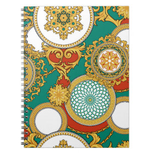 Decorative background with golden elegant arabesqu notebook