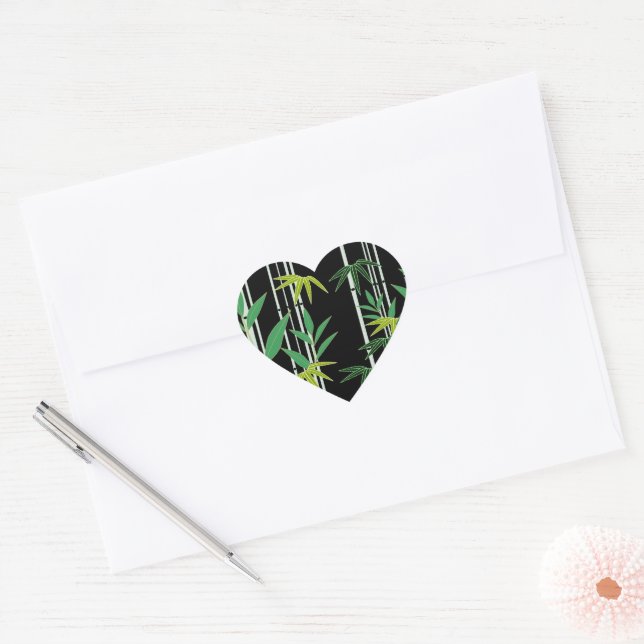 Decorative Bamboo Pattern Heart Sticker (Envelope)