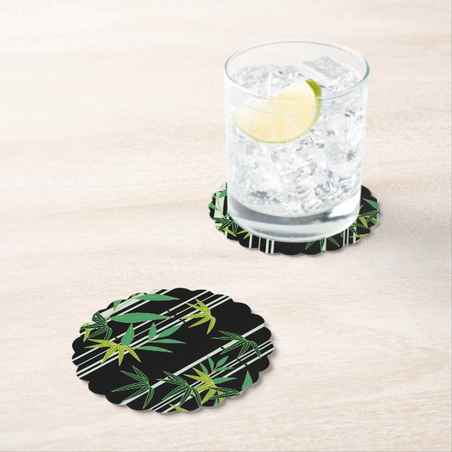 Decorative bamboo pattern paper coaster (Insitu)