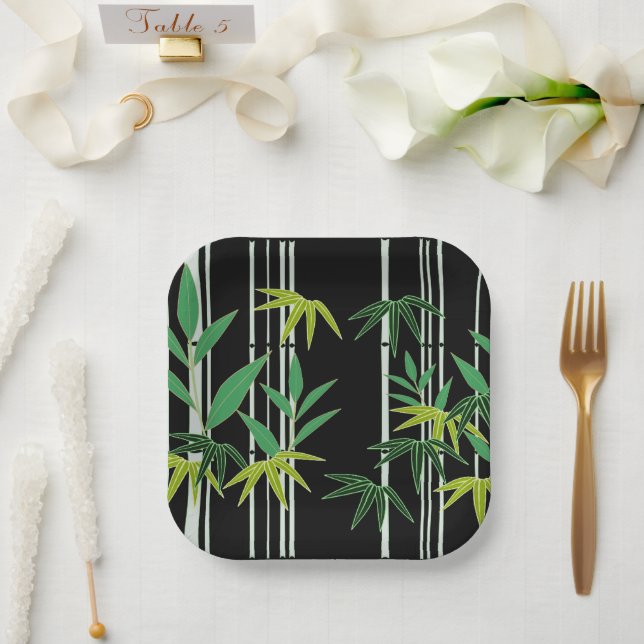 Decorative Bamboo Pattern Paper Plate (Wedding)