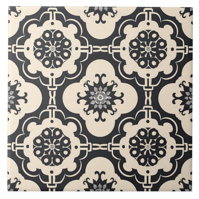 Decorative Baroque Arabesque pattern Ceramic Tile (Front)