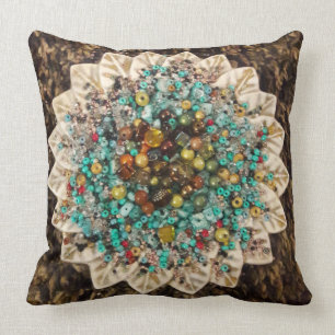 Decorative bead throw pillow