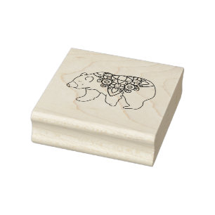 Decorative Bear  Rubber Stamp