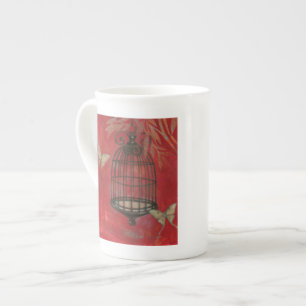 Decorative Birdcage with Butterflies Bone China Mug