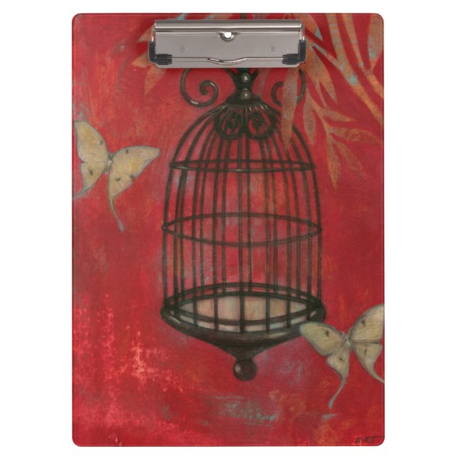 Decorative Birdcage with Butterflies Clipboard (Front)