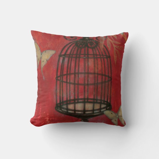 Decorative Birdcage with Butterflies Cushion (Front)