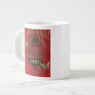 Decorative Birdcage with Butterflies Large Coffee Mug