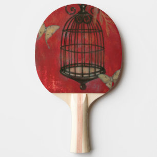 Decorative Birdcage with Butterflies Ping Pong Paddle