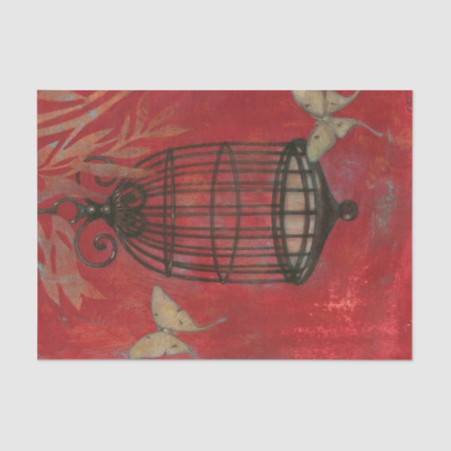 Decorative Birdcage with Butterflies Tissue Paper (Front)