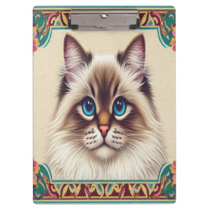 Decorative Birman Cat Colourful Framed Border Clipboard