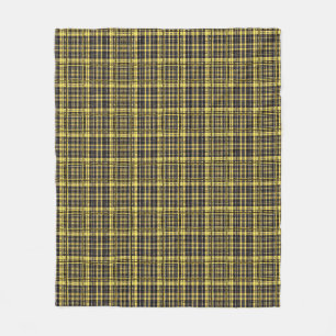 Decorative Black and Gold Plaid Pattern Fleece Blanket