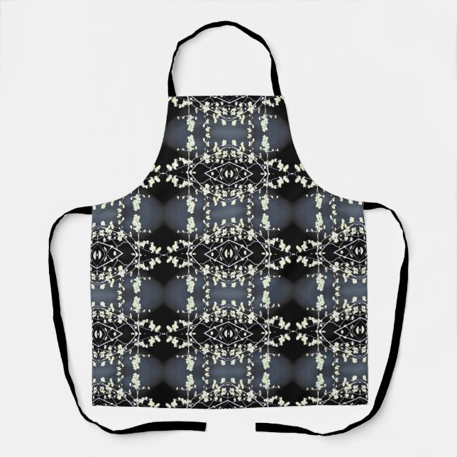 Decorative black and white pattern apron (Front)