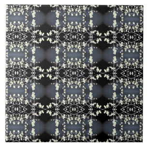 Decorative black and white pattern ceramic tile