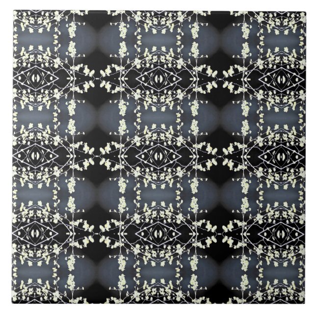 Decorative black and white pattern ceramic tile (Front)