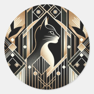 Decorative Black Cat Abstract Sticker