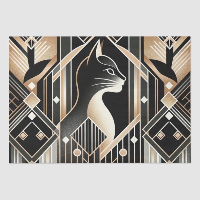 Decorative Black Cat Abstract Tissue Paper (Front)