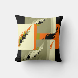 Decorative Black Orange & Khaki Pillow