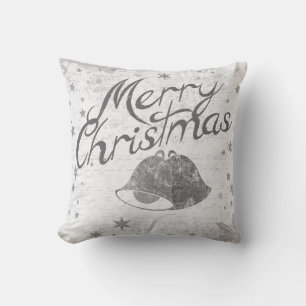 Decorative Black & White Bell Merry Christmas Cushion